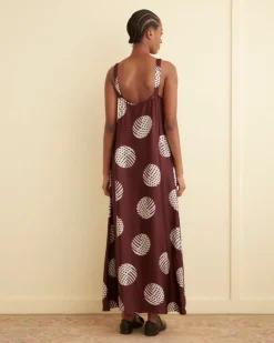 Dresses<BODE Lattice Sphere Column Gown Burgundy