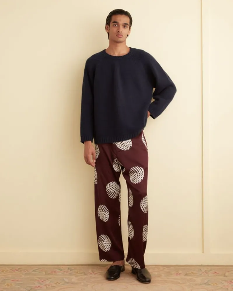 Trousers & Pants<BODE Lattice Sphere Pajama Pants Burgundy