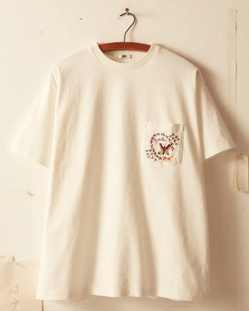 Cut & Sew<BODE Leafwing Pocket Tee - White