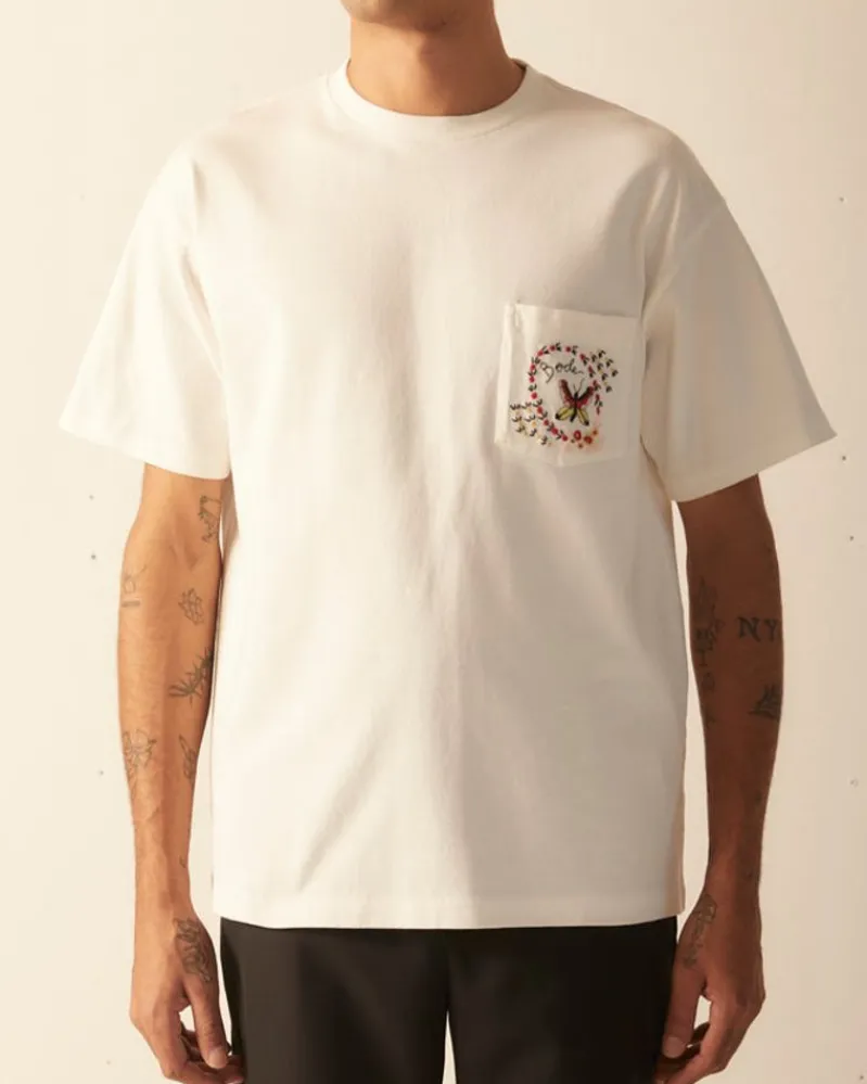 Cut & Sew<BODE Leafwing Pocket Tee - White