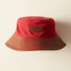 Accessories<BODE Leather Brim Bucket Hat - Tan/Red