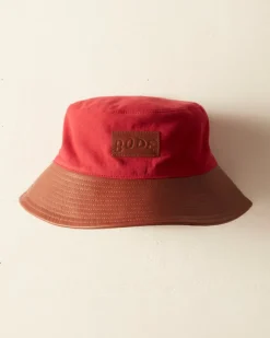Accessories<BODE Leather Brim Bucket Hat - Tan/Red