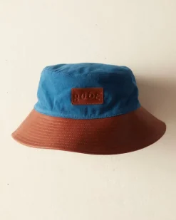 Accessories<BODE Leather Brim Bucket Hat - Tan/Blue