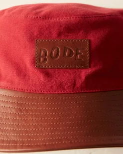 Accessories<BODE Leather Brim Bucket Hat - Tan/Red
