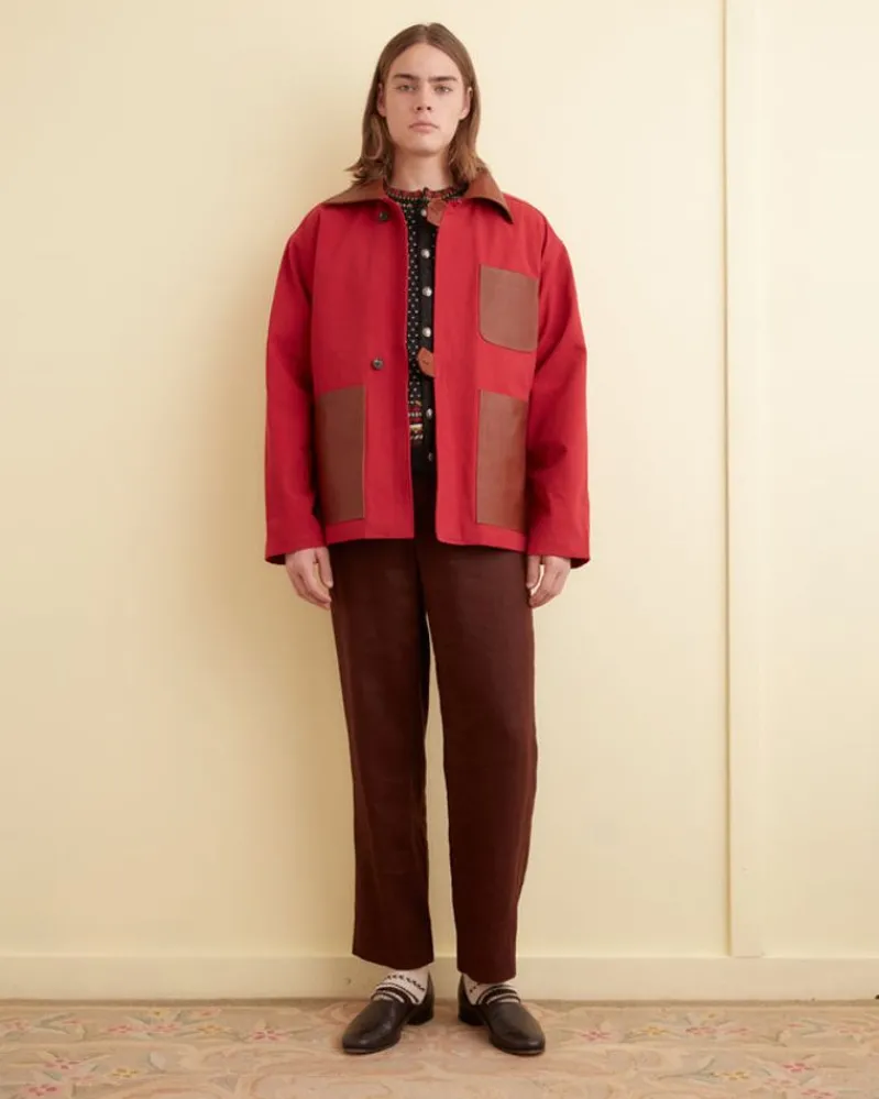 Outerwear<BODE Leather Tab Jacket - Flame