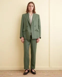 Outerwear<BODE Linen Double-Breasted Suit Jacket Green