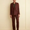 Outerwear<BODE Linen Double-Breasted Suit Jacket - Chocolate