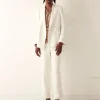 Outerwear<BODE Linen Double-Breasted Suit Jacket - Ivory