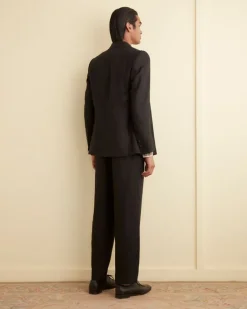 Outerwear<BODE Linen Double-Breasted Suit Jacket - Black