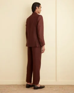 Outerwear<BODE Linen Double-Breasted Suit Jacket - Chocolate