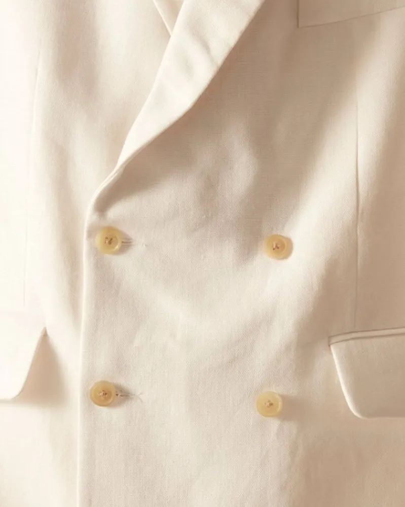 Outerwear<BODE Linen Double-Breasted Suit Jacket - Ivory