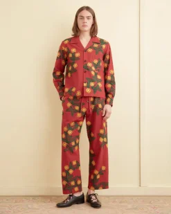 Shirts<BODE Marigold Wreath Long Sleeve Shirt Maroon