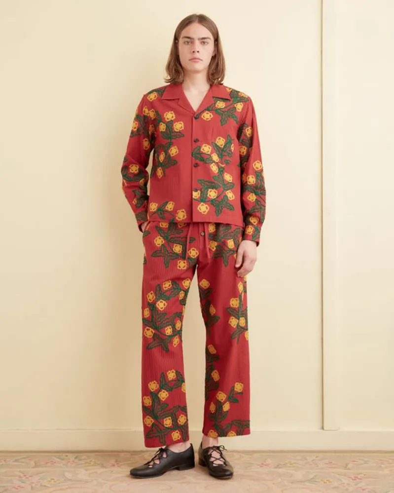Shirts<BODE Marigold Wreath Long Sleeve Shirt Maroon
