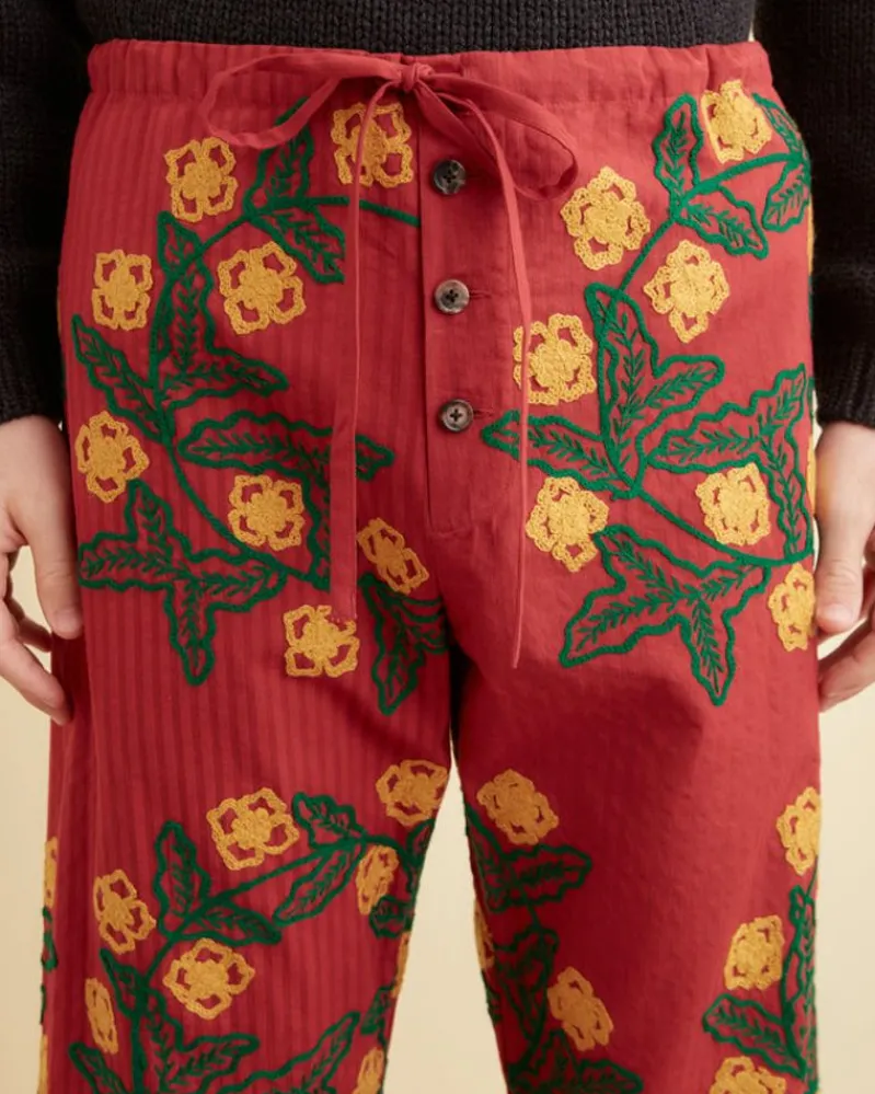 Trousers & Pants<BODE Marigold Wreath Pajama Pants Maroon
