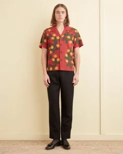 Shirts<BODE Marigold Wreath Short Sleeve Shirt Maroon