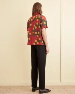 Shirts<BODE Marigold Wreath Short Sleeve Shirt Maroon