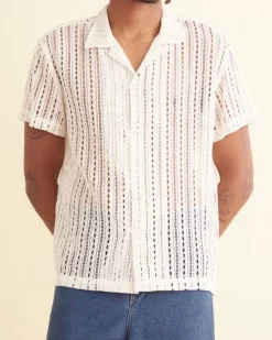 Shirts<BODE Meandering Lace Short Sleeve Shirt Natural
