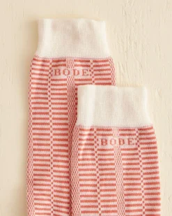 Accessories<BODE Micro Check Socks - Peach Cream