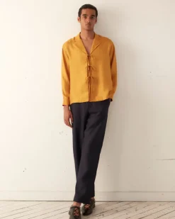 Shirts<BODE Micro Tie Long Sleeve Shirt - Golden
