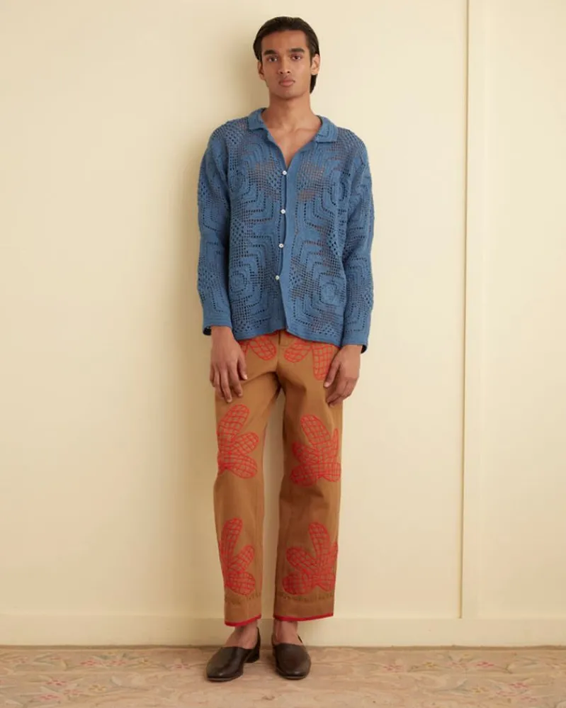 Shirts<BODE Overdye Crochet Shirt Petrol