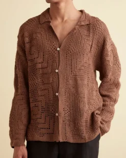 Shirts<BODE Overdye Crochet Shirt Brown