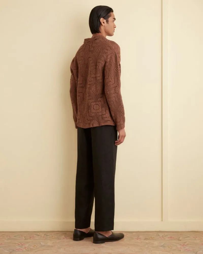 Knitwear<BODE Overdye Crochet Shirt Brown
