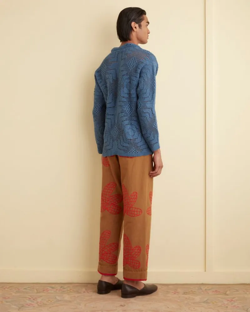Knitwear<BODE Overdye Crochet Shirt Petrol