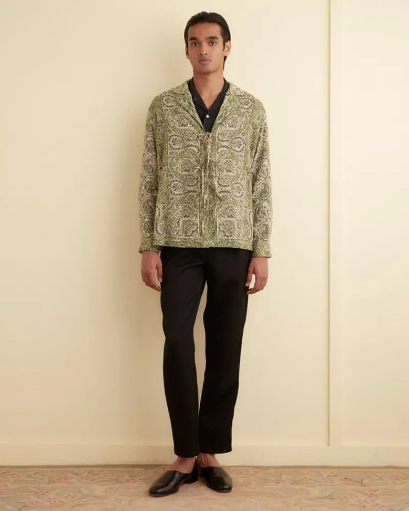 Shirts<BODE Paisley Tie Long Sleeve Shirt Green