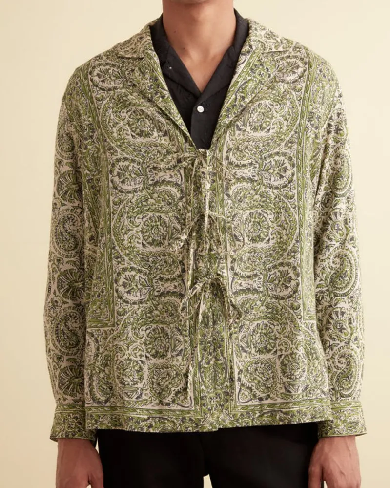 Shirts<BODE Paisley Tie Long Sleeve Shirt Green