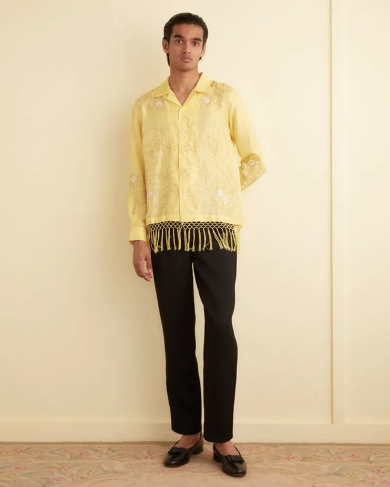 Shirts<BODE Paquerette Fringe Long Sleeve Shirt Yellow