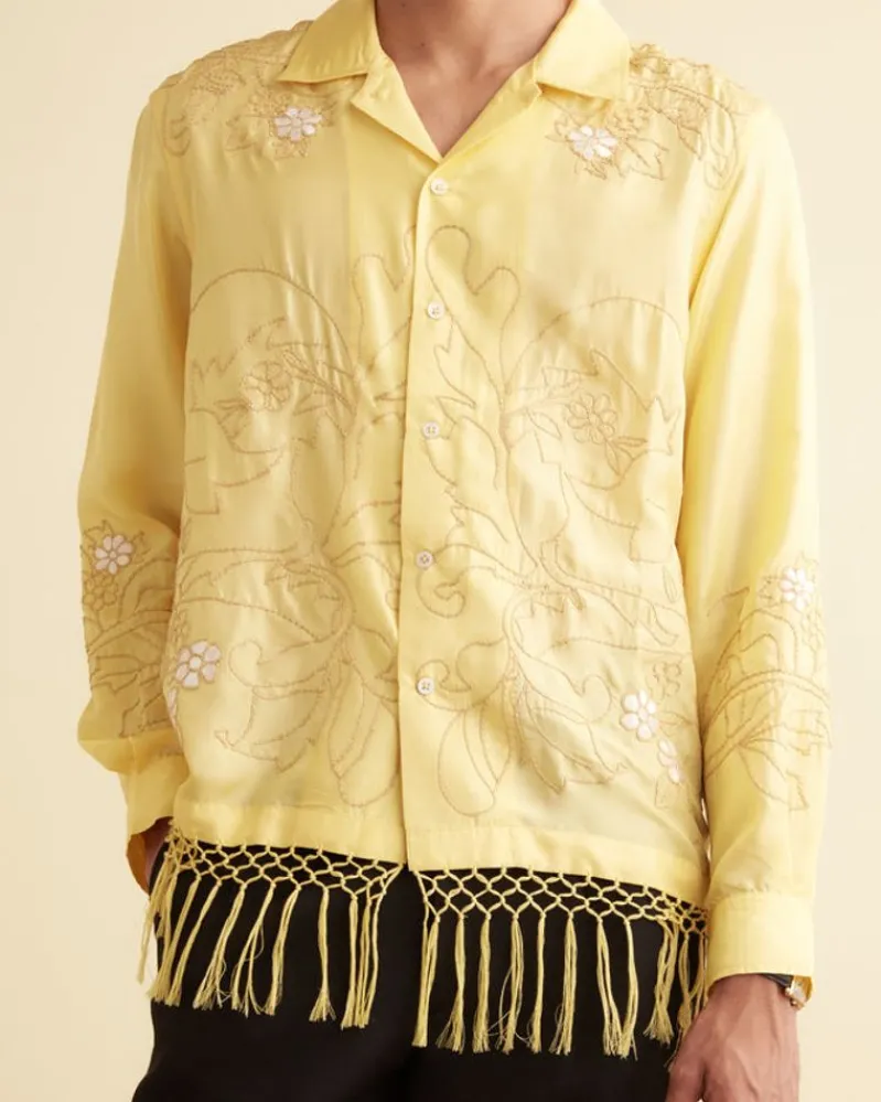 Shirts<BODE Paquerette Fringe Long Sleeve Shirt Yellow