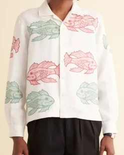 Shirts<BODE Piscine Applique Long Sleeve Shirt White/Multi
