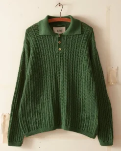 Shirts<BODE Pointelle Polo Long Sleeve Green