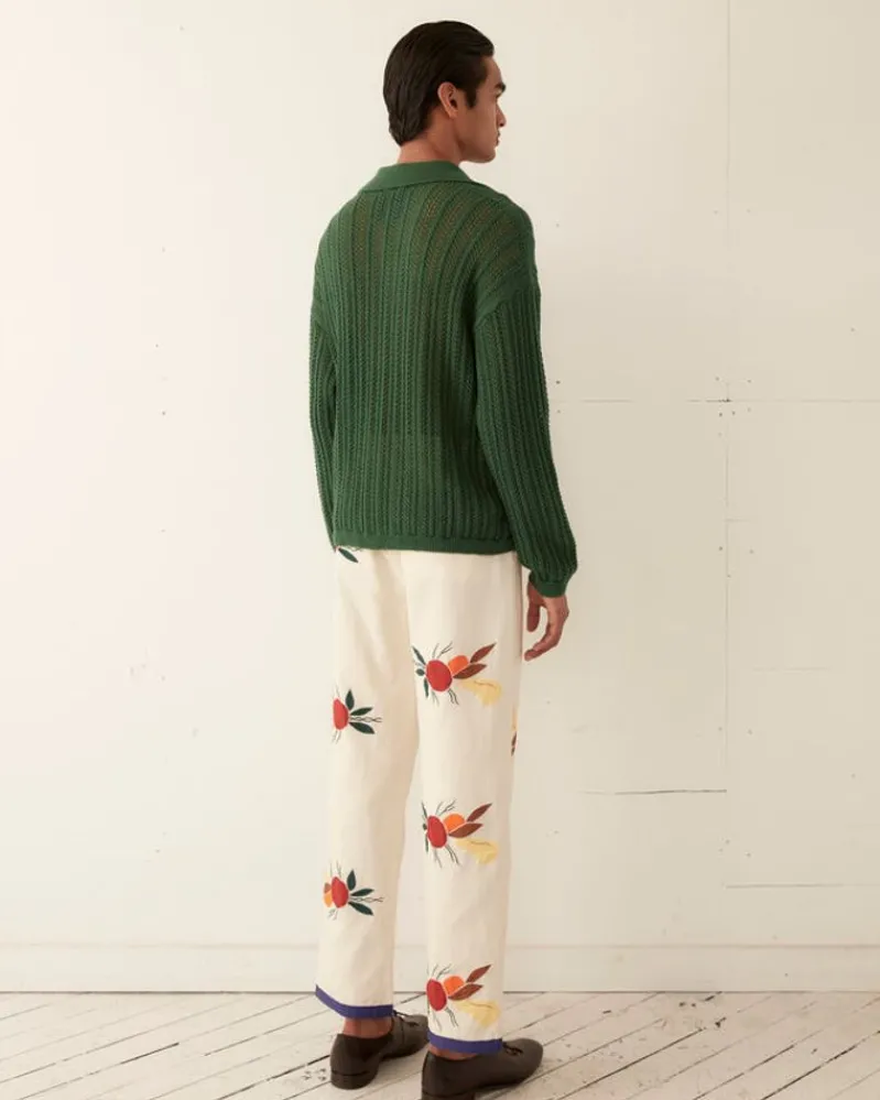 Knitwear<BODE Pointelle Polo Long Sleeve Green