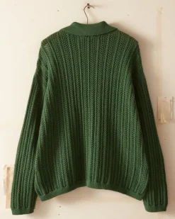 Knitwear<BODE Pointelle Polo Long Sleeve Green