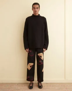 Trousers & Pants<BODE Pony Applique Trousers Black