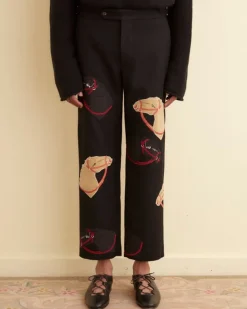 Trousers & Pants<BODE Pony Applique Trousers Black