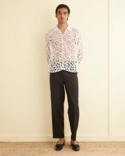 Shirts<BODE Primrose Lace Long Sleeve Shirt White