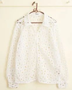 Shirts<BODE Primrose Lace Long Sleeve Shirt White
