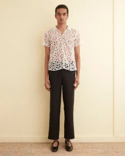 Shirts<BODE Primrose Lace Short Sleeve Shirt White