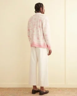 Knitwear<BODE Printed Mill Cardigan Pink/Cream