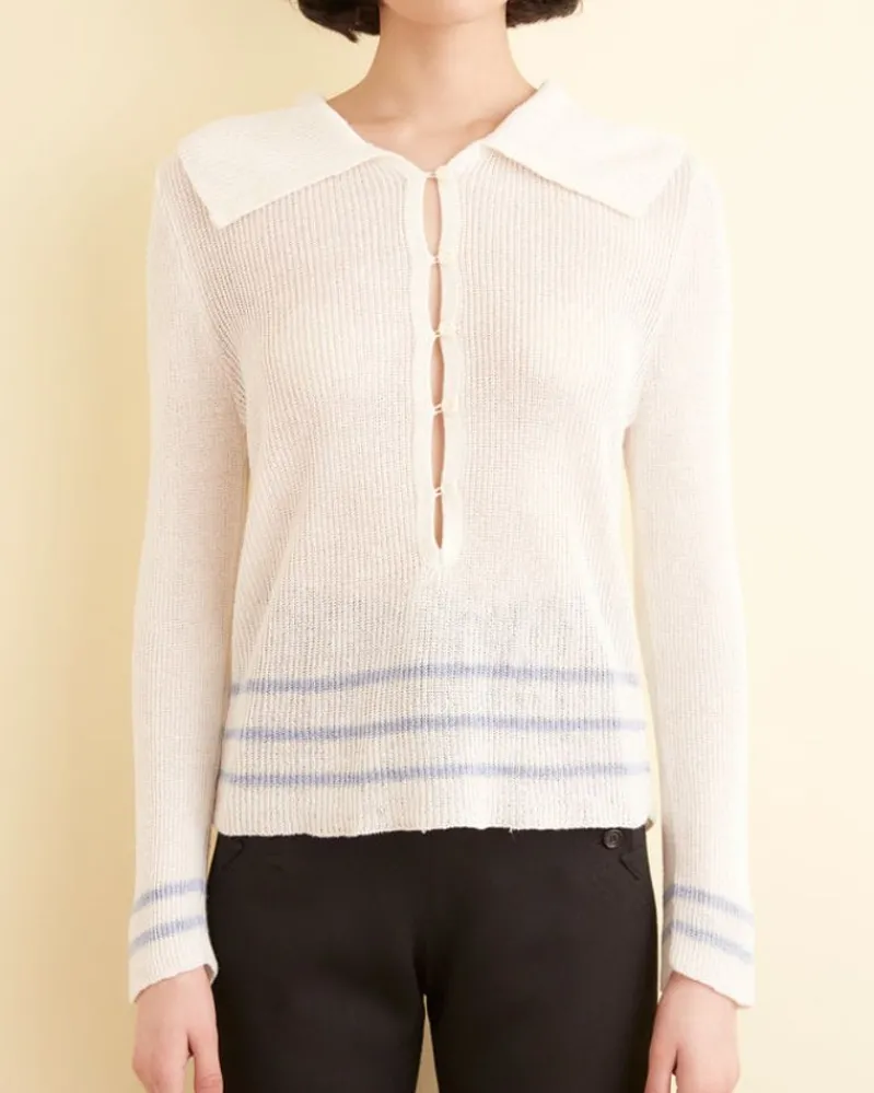 Knitwear<BODE Quincy Stripe Polo Cream