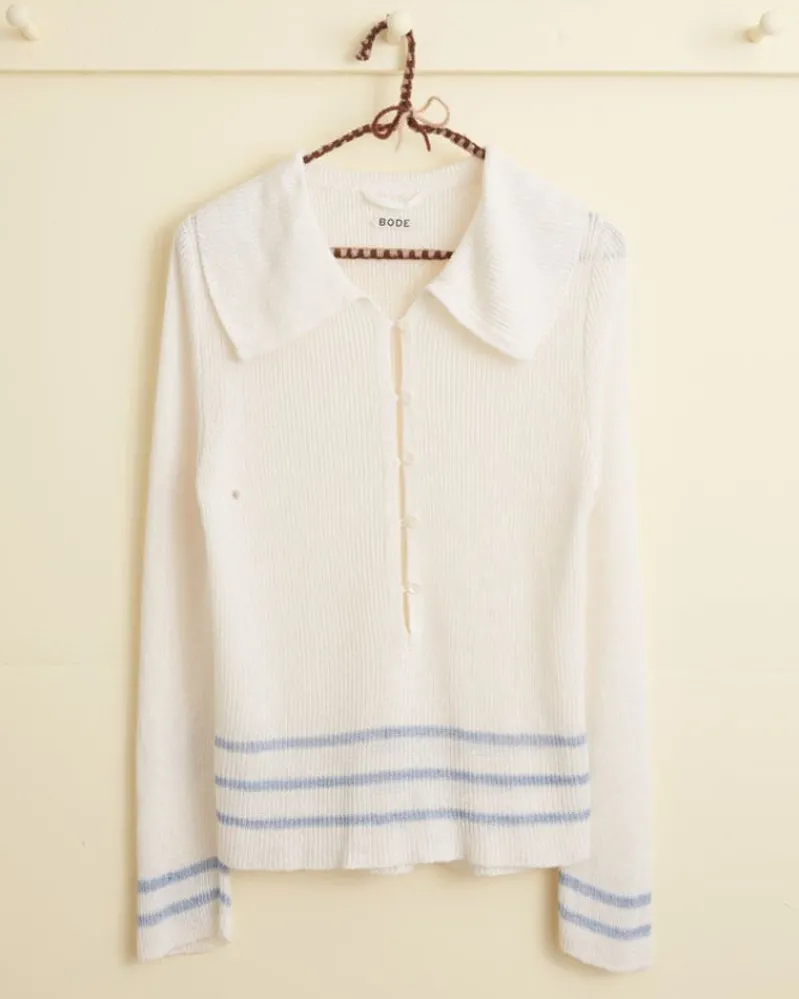 Knitwear<BODE Quincy Stripe Polo Cream