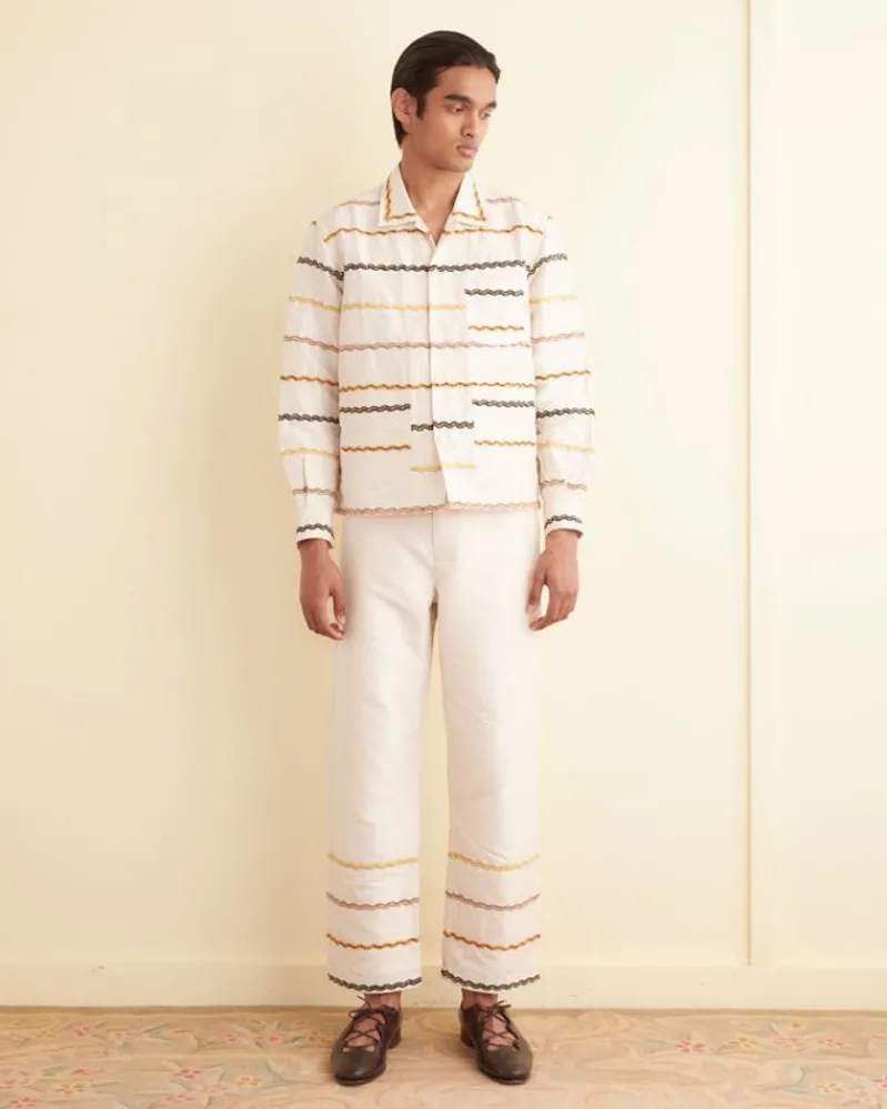 Shirts<BODE Rickrack Stripe Long Sleeve Shirt Ecru/Multi