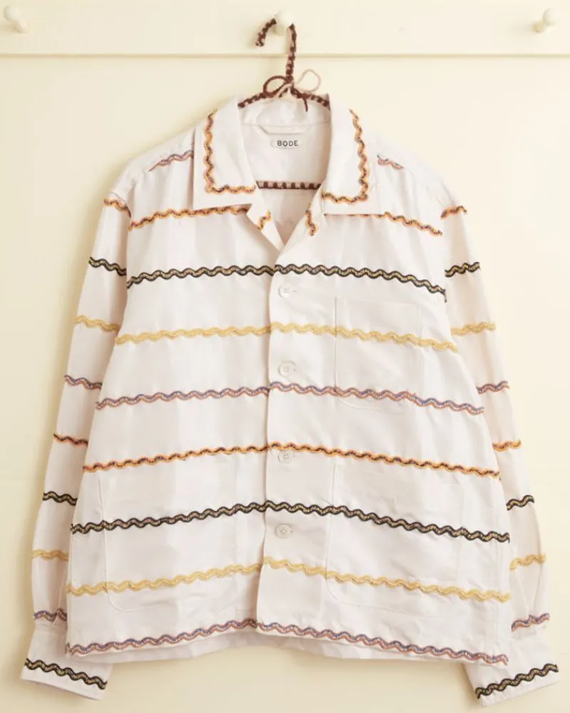 Shirts<BODE Rickrack Stripe Long Sleeve Shirt Ecru/Multi