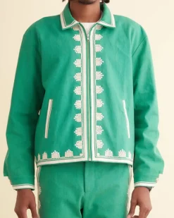 Outerwear<BODE Ripple Applique Jacket Green/Ecru