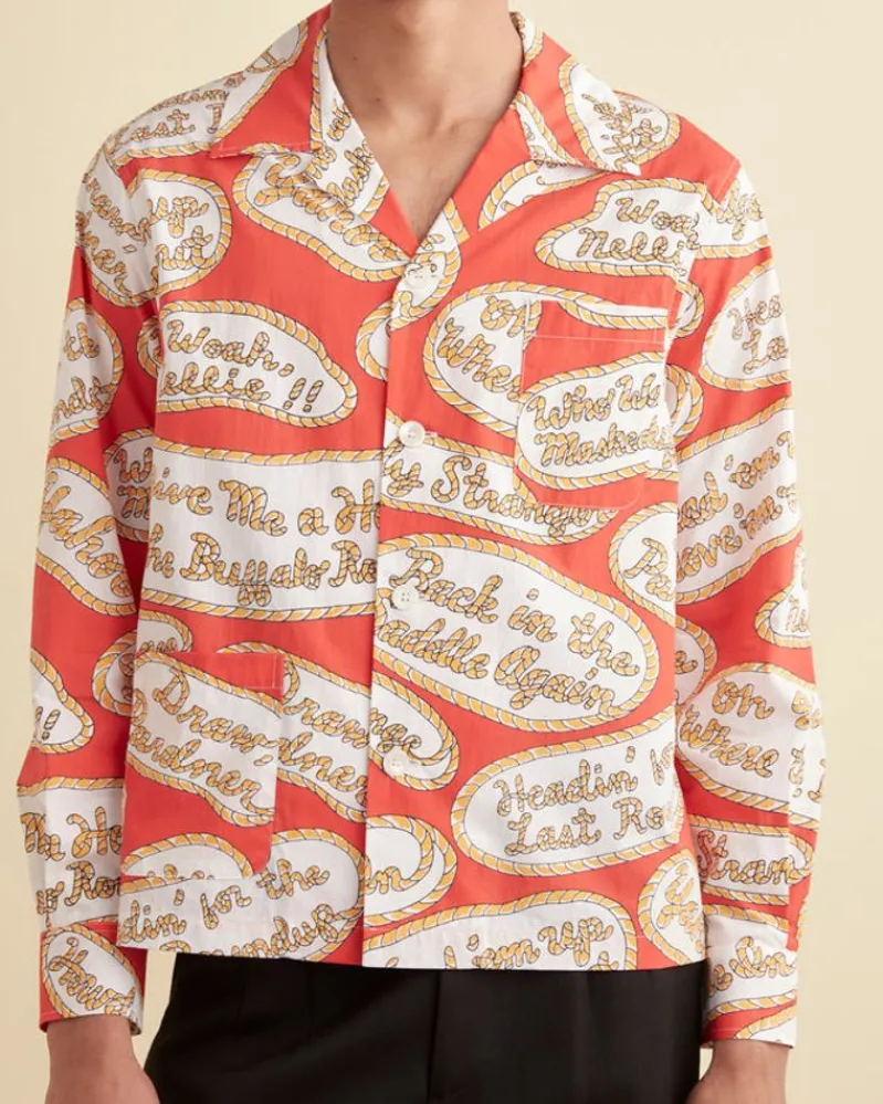 Shirts<BODE Rodeo Slogans Long Sleeve Shirt Red