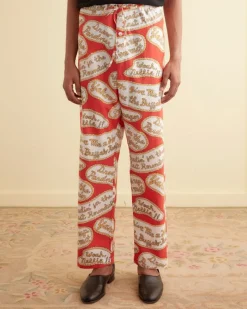 Trousers & Pants<BODE Rodeo Slogans Lounge Pant Red