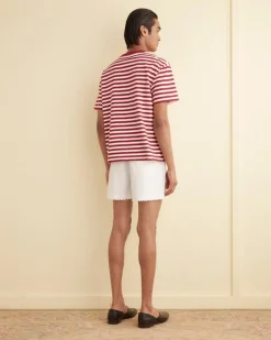 Cut & Sew<BODE Sawyer Stripe Short Sleeve Shirt Burgundy