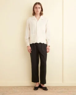 Shirts<BODE Scalloped Acorn Long Sleeve Shirt Cream